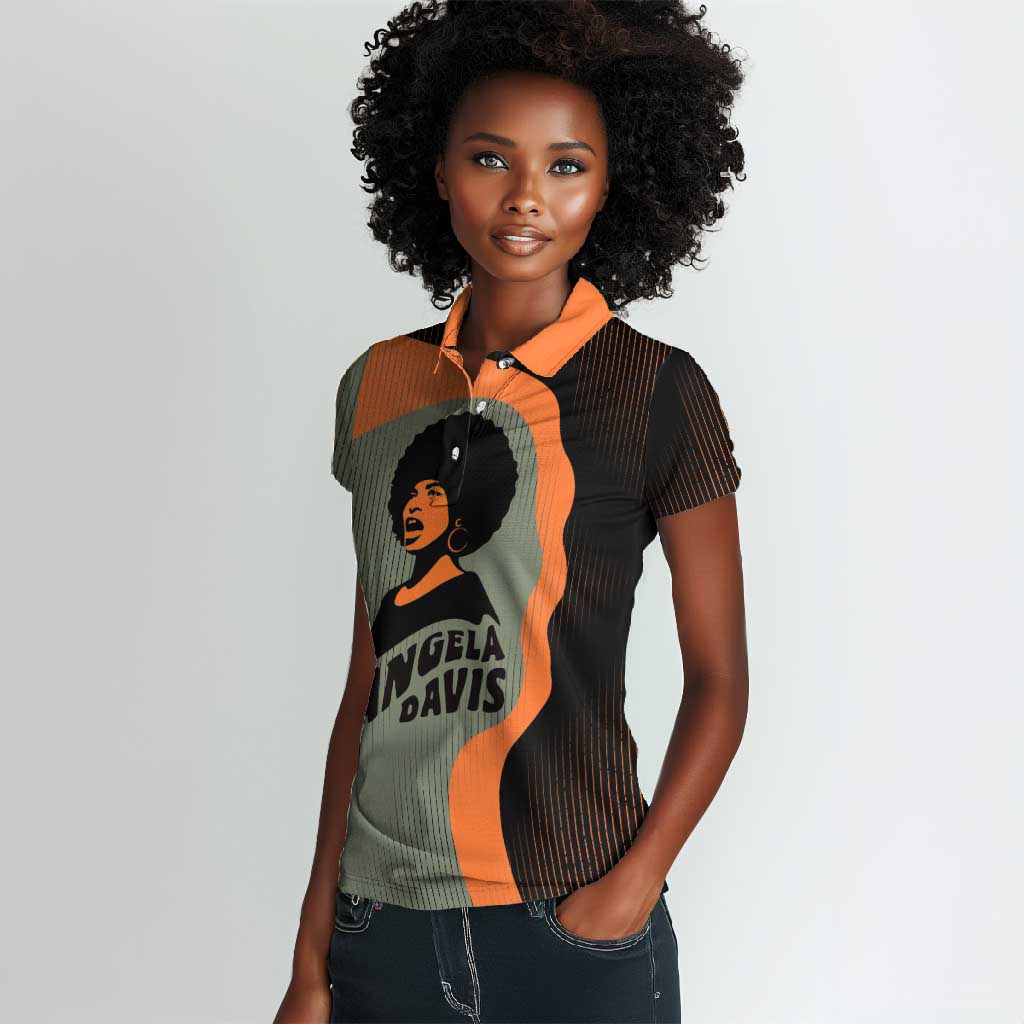Angela Davis Women Polo Shirt Retro Graphic Design I Am Changing the Things I Cannot Accept Quote Civil Rights Empowerment Tribute TS04