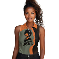 Angela Davis Women Sleeveless Polo Shirt Retro Graphic Design I Am Changing the Things I Cannot Accept Quote Civil Rights Empowerment Tribute - Wonder Print Shop
