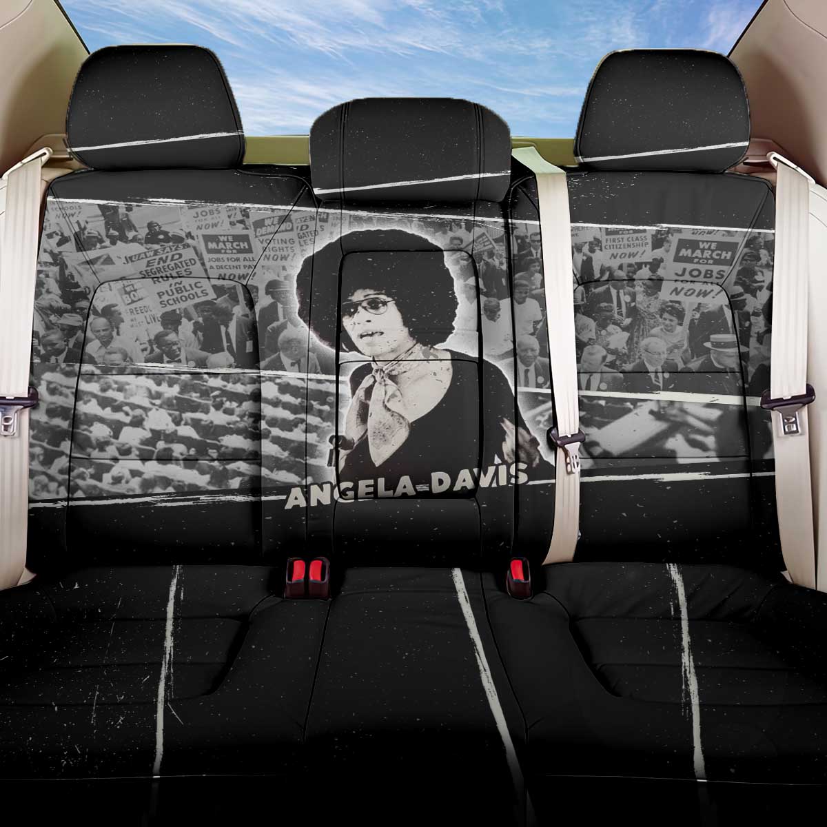 Angela Davis Back Car Seat Cover Protest Design Liberating Minds and Society Quote Civil Rights Movement - Wonder Print Shop