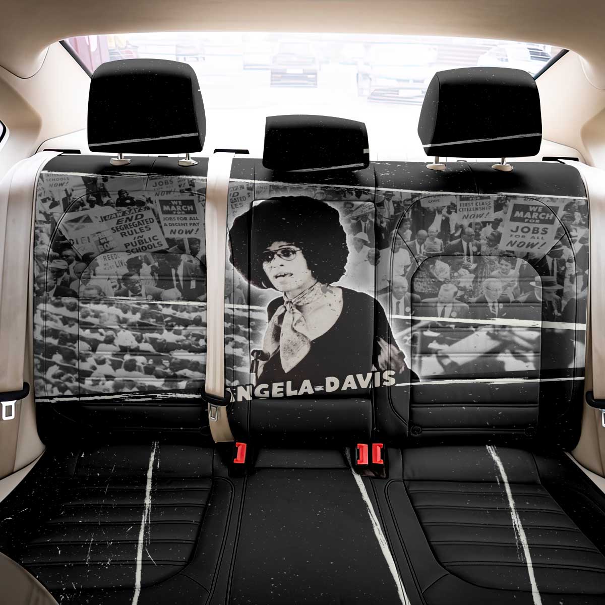 Angela Davis Back Car Seat Cover Protest Design Liberating Minds and Society Quote Civil Rights Movement - Wonder Print Shop