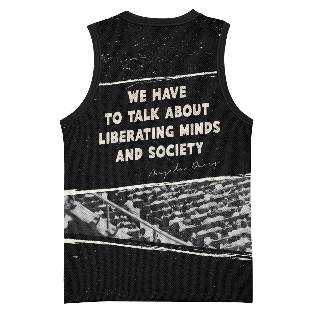 Angela Davis Basketball Jersey Protest Design Liberating Minds and Society Quote Civil Rights Movement - Wonder Print Shop