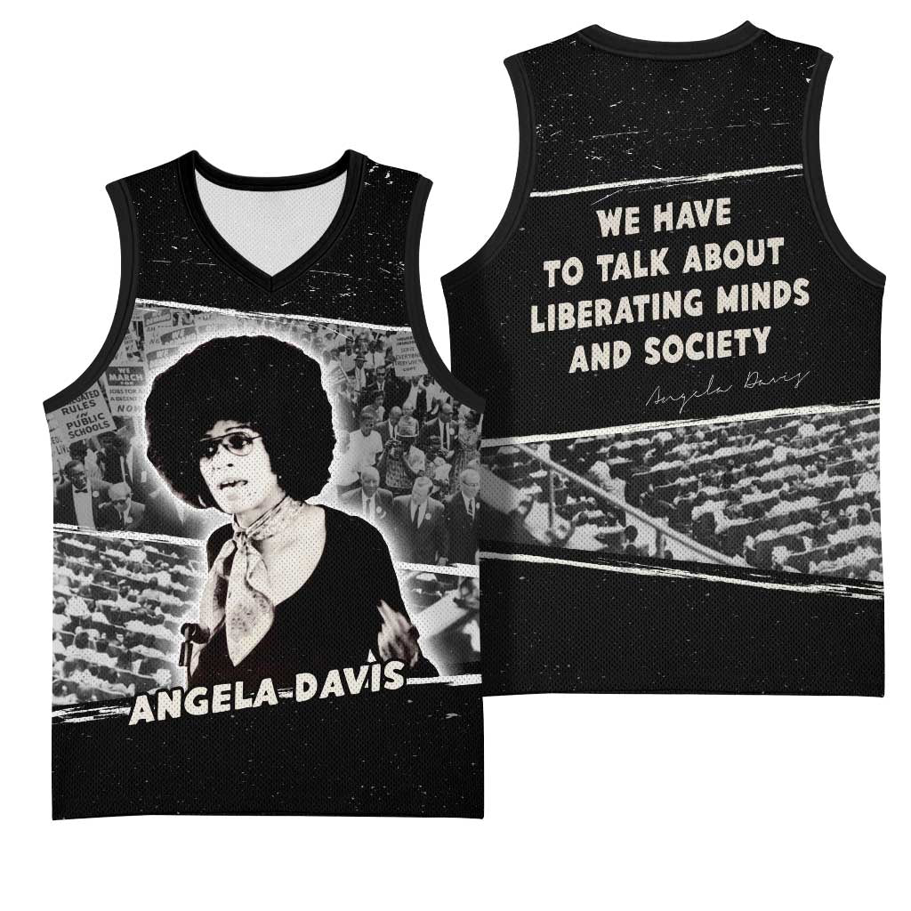 Angela Davis Basketball Jersey Protest Design Liberating Minds and Society Quote Civil Rights Movement - Wonder Print Shop