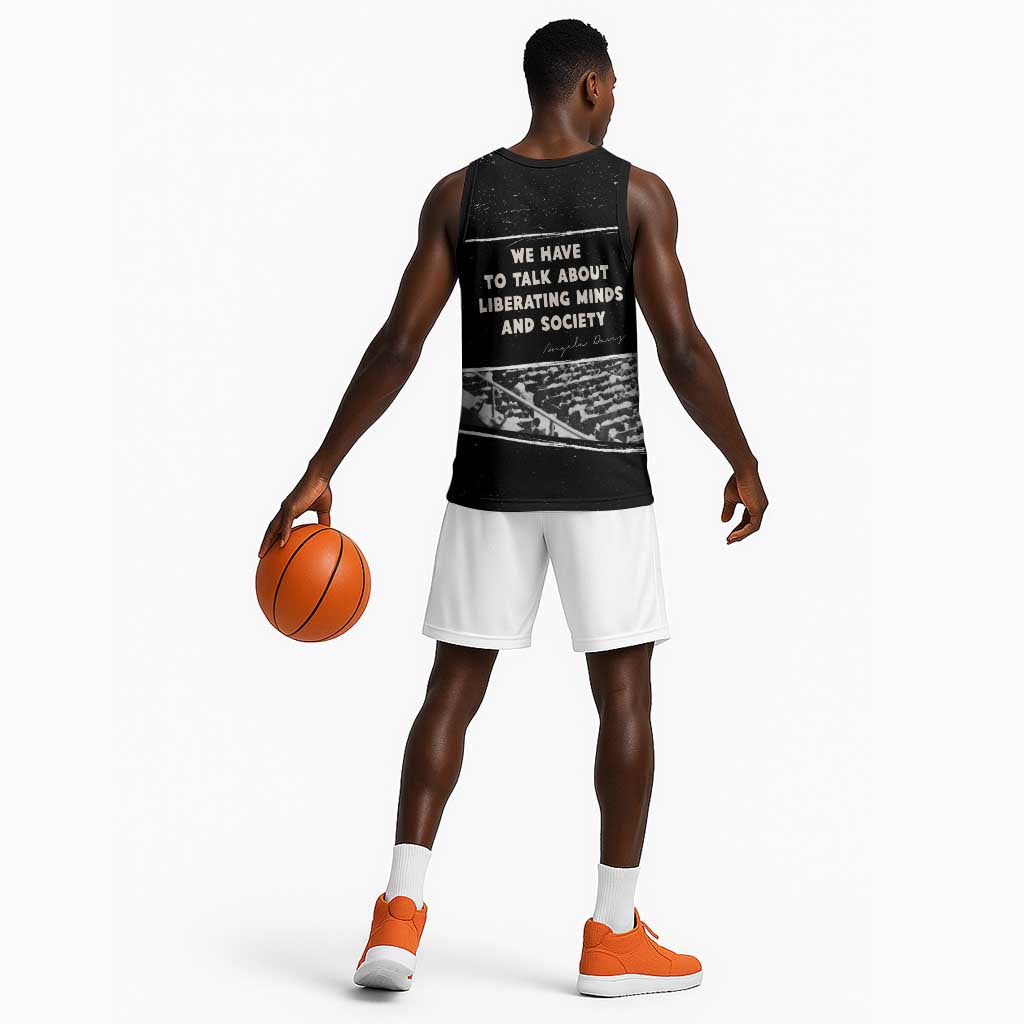 Angela Davis Basketball Jersey Protest Design Liberating Minds and Society Quote Civil Rights Movement - Wonder Print Shop