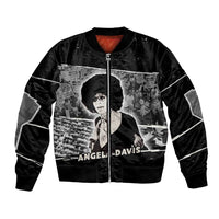 Angela Davis Bomber Jacket Protest Design Liberating Minds and Society Quote Civil Rights Movement - Wonder Print Shop
