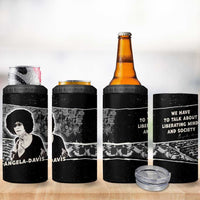 Angela Davis 4 in 1 Can Cooler Tumbler Protest Design Liberating Minds and Society Quote Civil Rights Movement - Wonder Print Shop