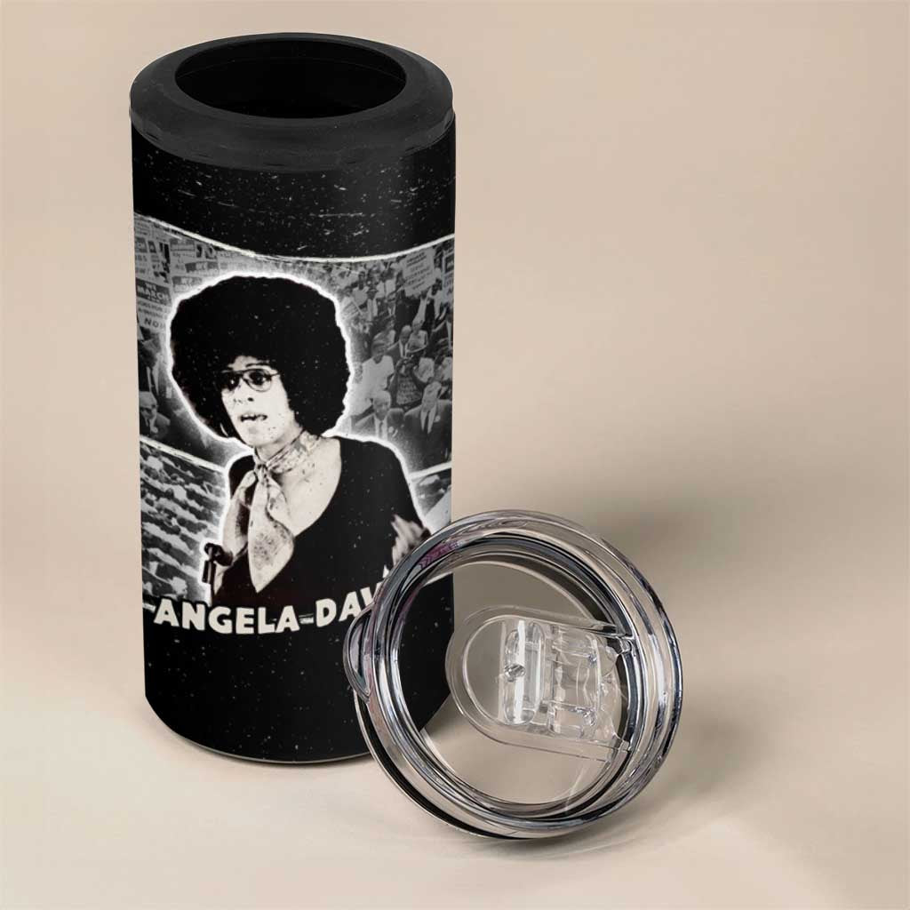Angela Davis 4 in 1 Can Cooler Tumbler Protest Design Liberating Minds and Society Quote Civil Rights Movement - Wonder Print Shop