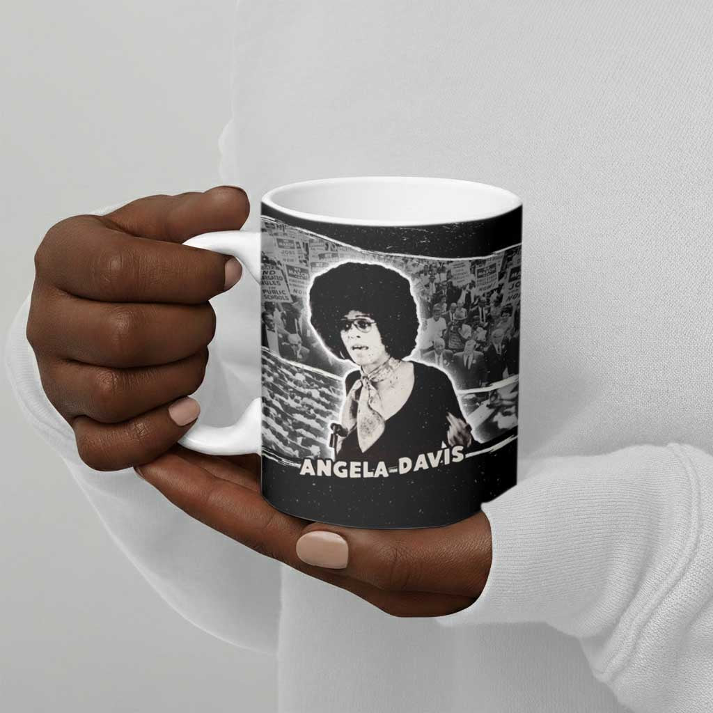Angela Davis Ceramic Mug Protest Design Liberating Minds and Society Quote Civil Rights Movement - Wonder Print Shop