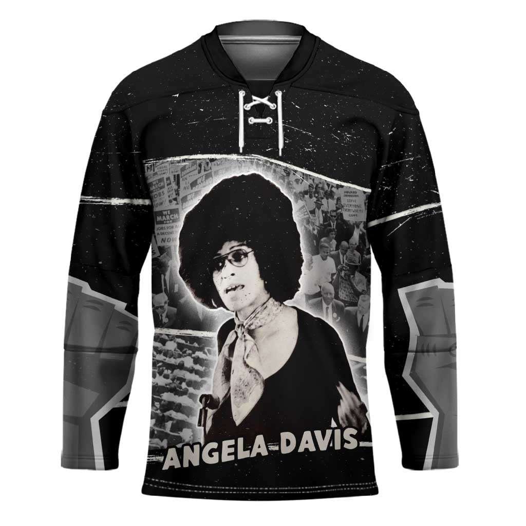 Angela Davis Hockey Jersey Protest Design Liberating Minds and Society Quote Civil Rights Movement - Wonder Print Shop