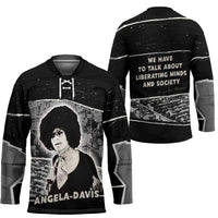 Angela Davis Hockey Jersey Protest Design Liberating Minds and Society Quote Civil Rights Movement - Wonder Print Shop
