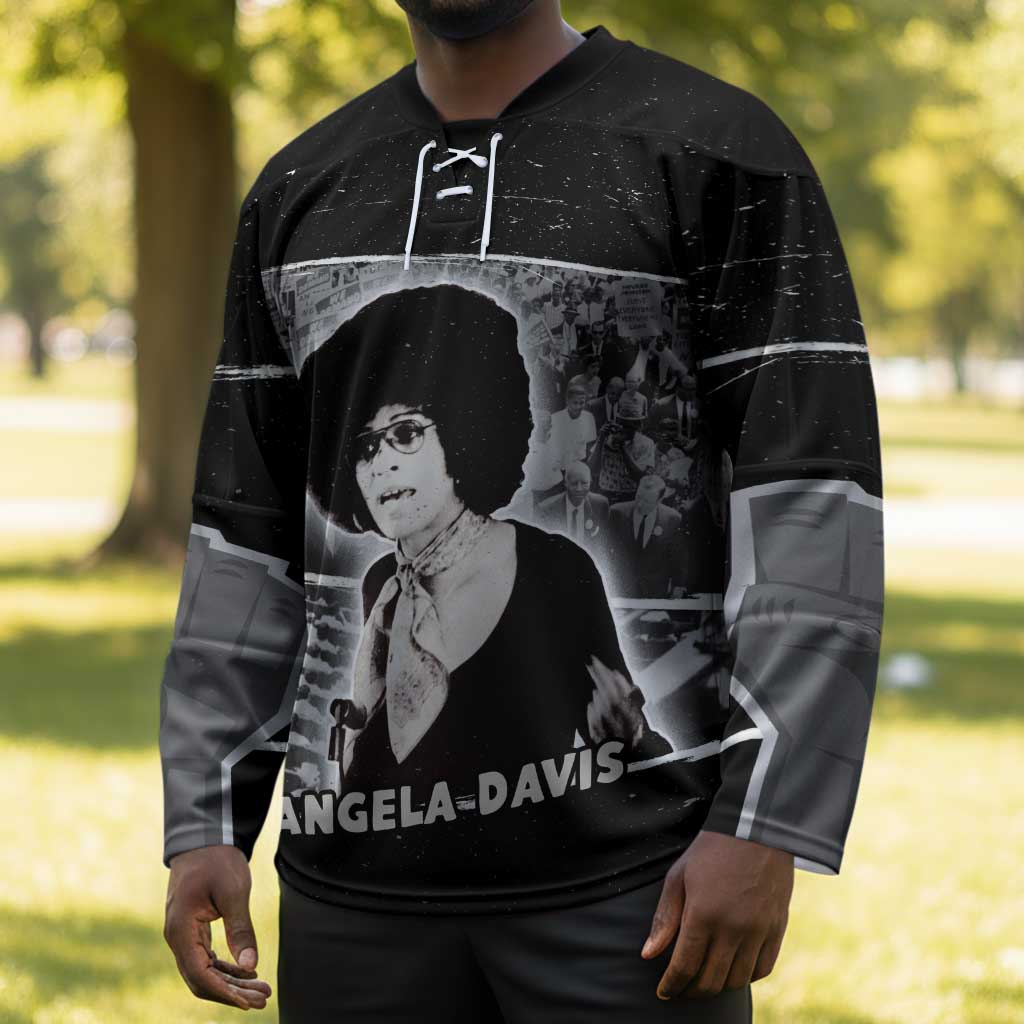 Angela Davis Hockey Jersey Protest Design Liberating Minds and Society Quote Civil Rights Movement - Wonder Print Shop