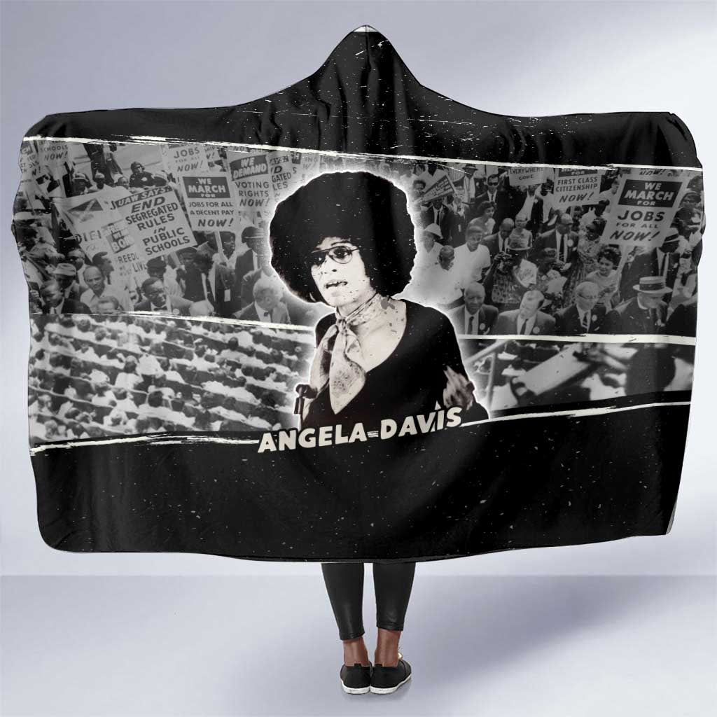 Angela Davis Hooded Blanket Protest Design Liberating Minds and Society Quote Civil Rights Movement - Wonder Print Shop