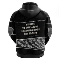 Angela Davis Hoodie Protest Design Liberating Minds and Society Quote Civil Rights Movement - Wonder Print Shop