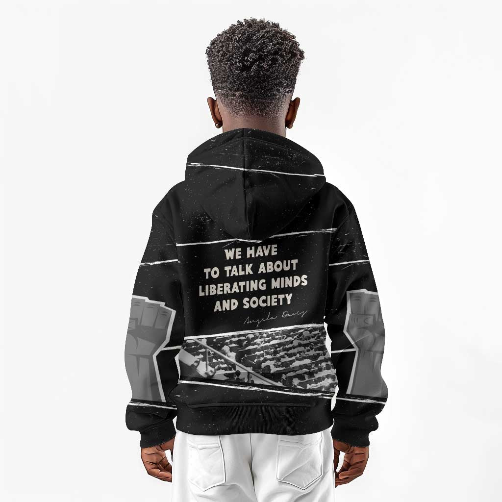 Angela Davis Kid Hoodie Protest Design Liberating Minds and Society Quote Civil Rights Movement - Wonder Print Shop