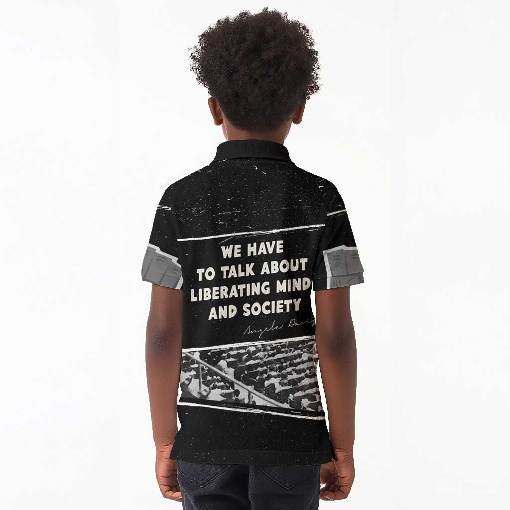 Angela Davis Kid Polo Shirt Protest Design Liberating Minds and Society Quote Civil Rights Movement TS04