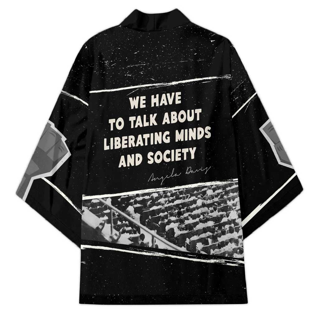 Angela Davis Kimono Protest Design Liberating Minds and Society Quote Civil Rights Movement - Wonder Print Shop
