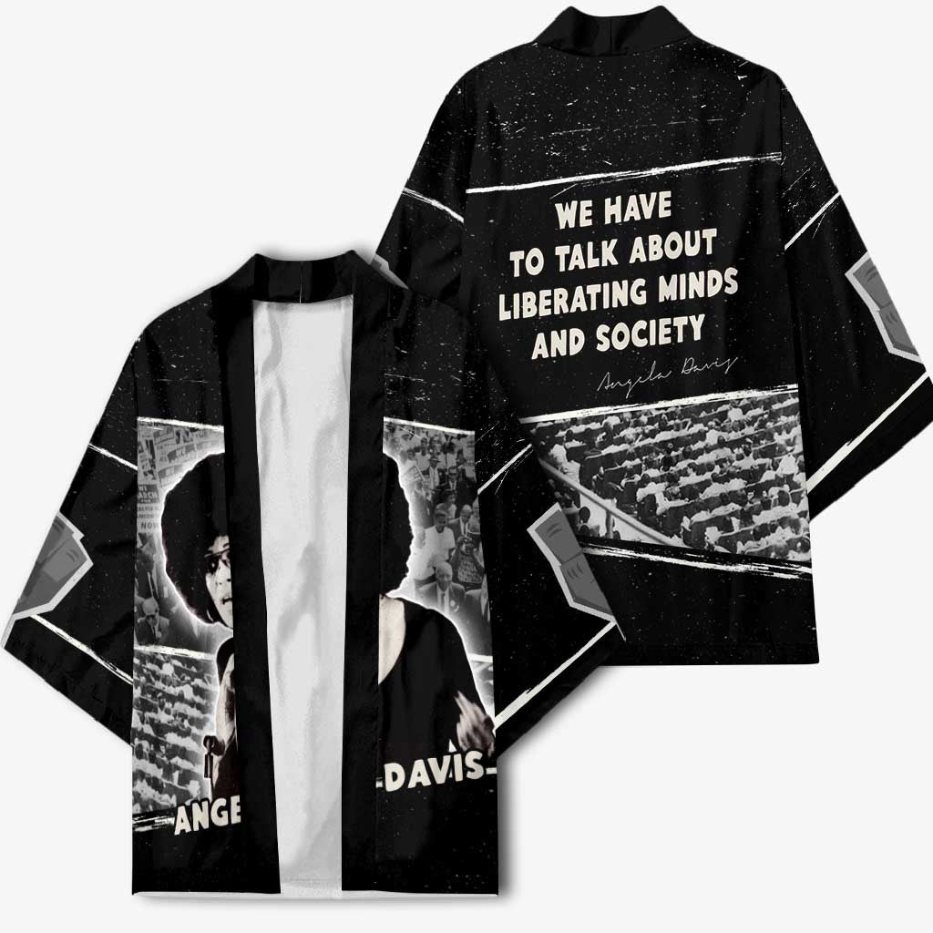 Angela Davis Kimono Protest Design Liberating Minds and Society Quote Civil Rights Movement - Wonder Print Shop
