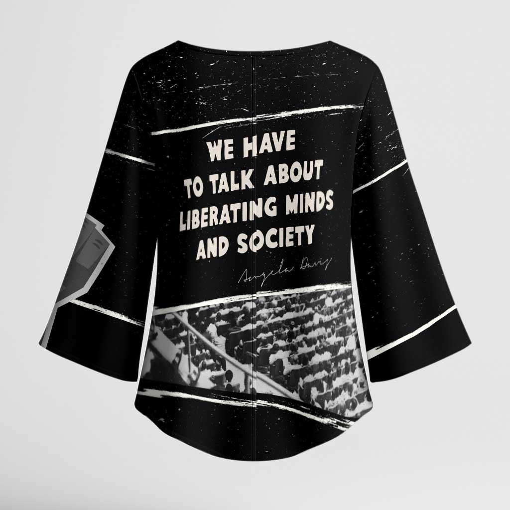 Angela Davis Kimono Sleeve Blouse Protest Design Liberating Minds and Society Quote Civil Rights Movement - Wonder Print Shop