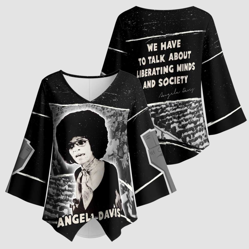 Angela Davis Kimono Sleeve Blouse Protest Design Liberating Minds and Society Quote Civil Rights Movement - Wonder Print Shop