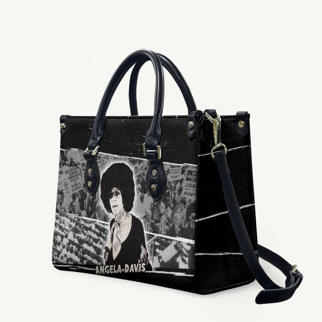 Angela Davis Leather Bag Protest Design Liberating Minds and Society Quote Civil Rights Movement - Wonder Print Shop
