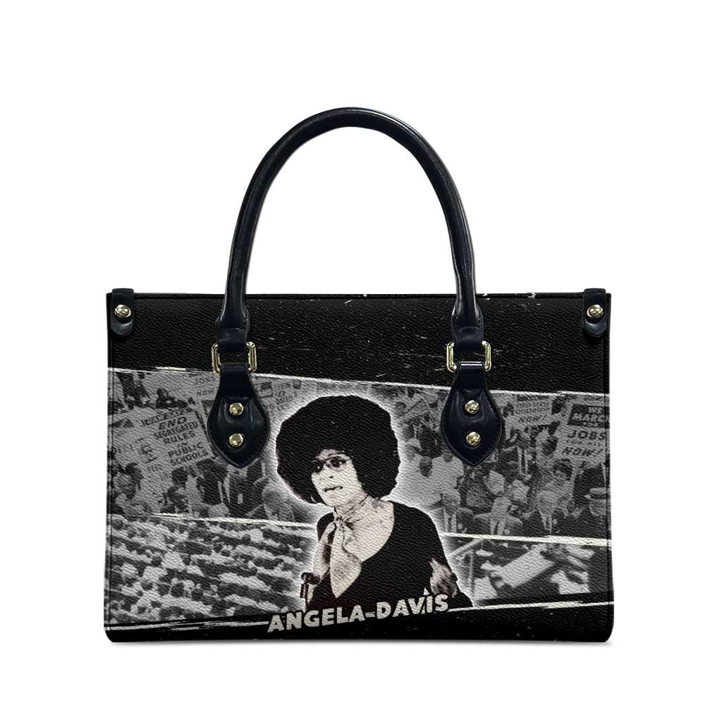 Angela Davis Leather Bag Protest Design Liberating Minds and Society Quote Civil Rights Movement - Wonder Print Shop