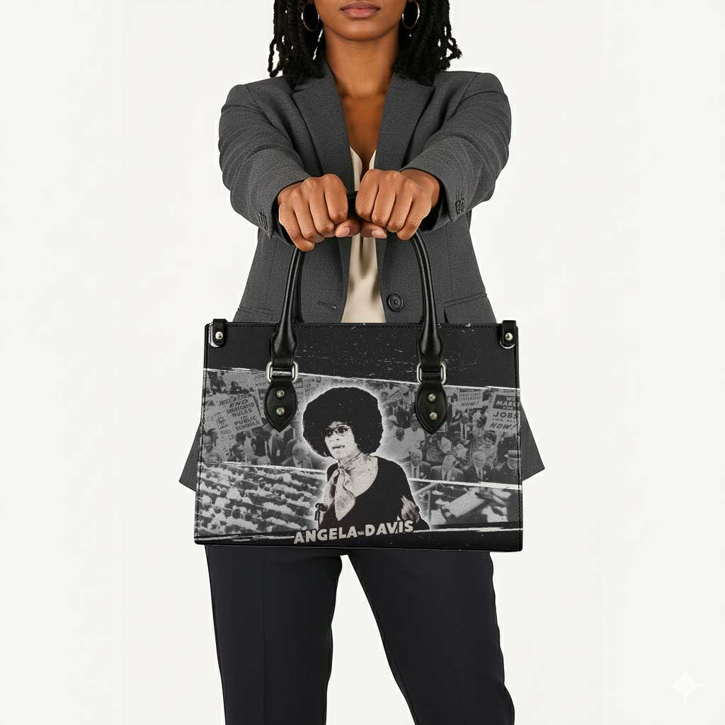 Angela Davis Leather Bag Protest Design Liberating Minds and Society Quote Civil Rights Movement - Wonder Print Shop