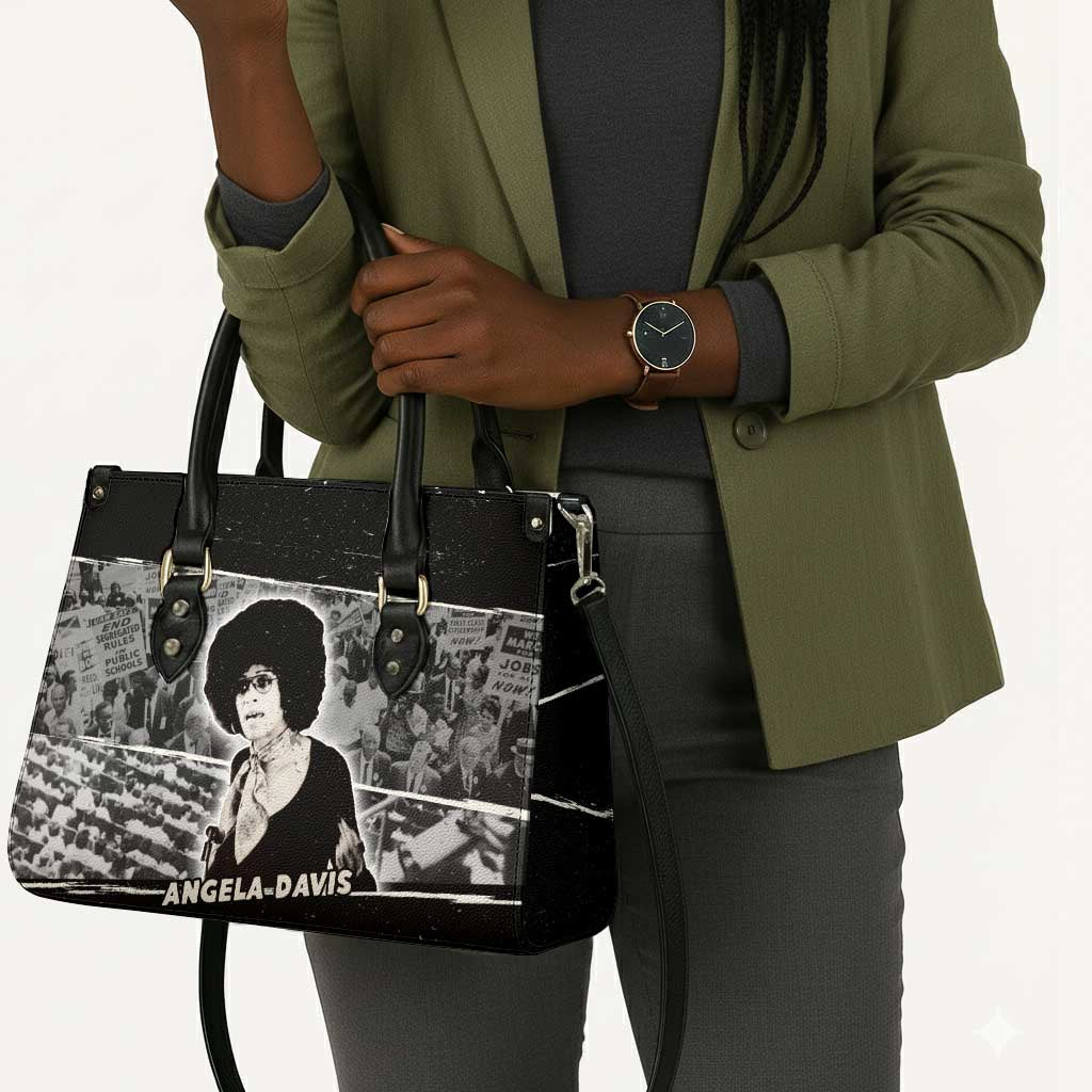 Angela Davis Leather Bag Protest Design Liberating Minds and Society Quote Civil Rights Movement - Wonder Print Shop