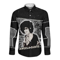 Angela Davis Long Sleeve Button Shirt Protest Design Liberating Minds and Society Quote Civil Rights Movement - Wonder Print Shop