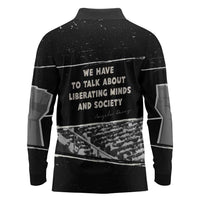 Angela Davis Long Sleeve Polo Shirt Protest Design Liberating Minds and Society Quote Civil Rights Movement - Wonder Print Shop