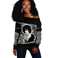 Angela Davis Off Shoulder Sweater Protest Design Liberating Minds and Society Quote Civil Rights Movement - Wonder Print Shop