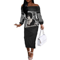 Angela Davis Off The Shoulder Long Sleeve Dress Protest Design Liberating Minds and Society Quote Civil Rights Movement - Wonder Print Shop