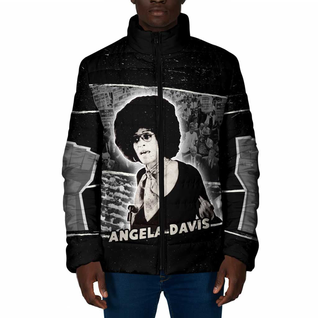 Angela Davis Padded Jacket Protest Design Liberating Minds and Society Quote Civil Rights Movement - Wonder Print Shop