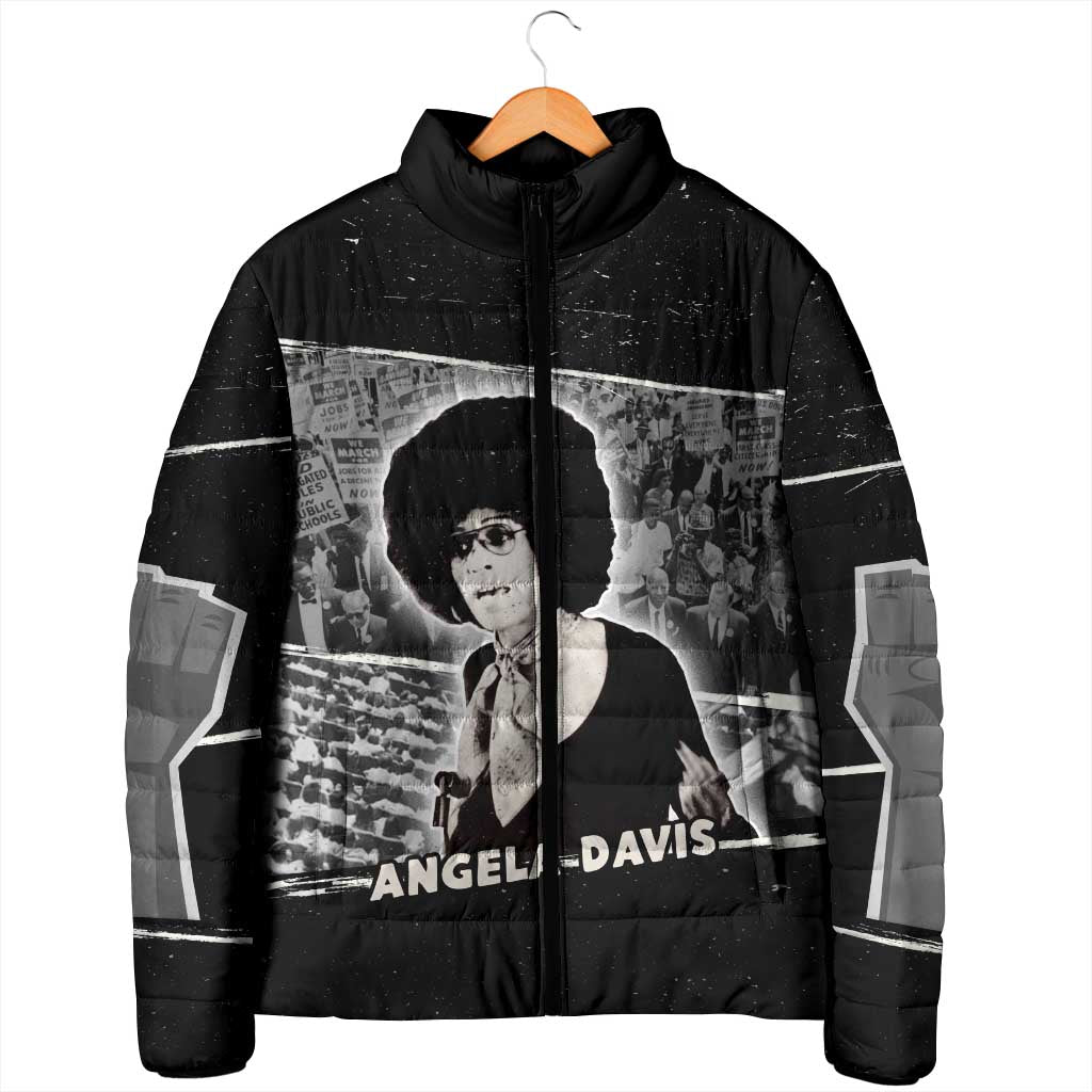 Angela Davis Padded Jacket Protest Design Liberating Minds and Society Quote Civil Rights Movement - Wonder Print Shop
