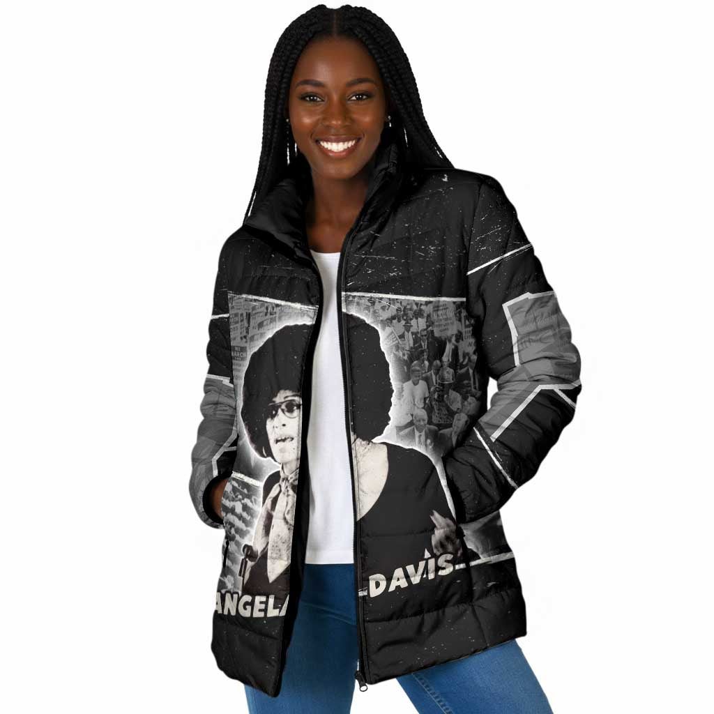 Angela Davis Padded Jacket Protest Design Liberating Minds and Society Quote Civil Rights Movement - Wonder Print Shop