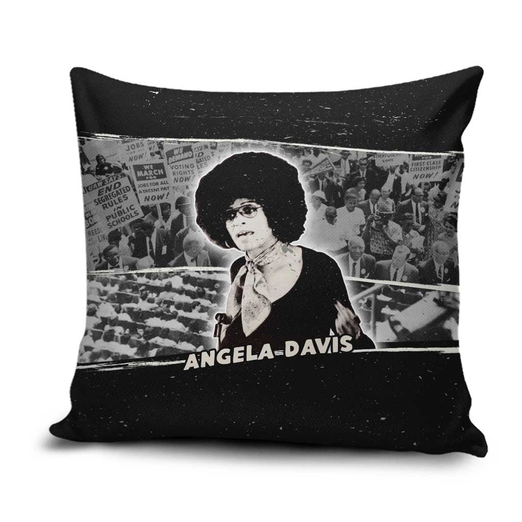 Angela Davis Pillow Cover Protest Design Liberating Minds and Society Quote Civil Rights Movement - Wonder Print Shop