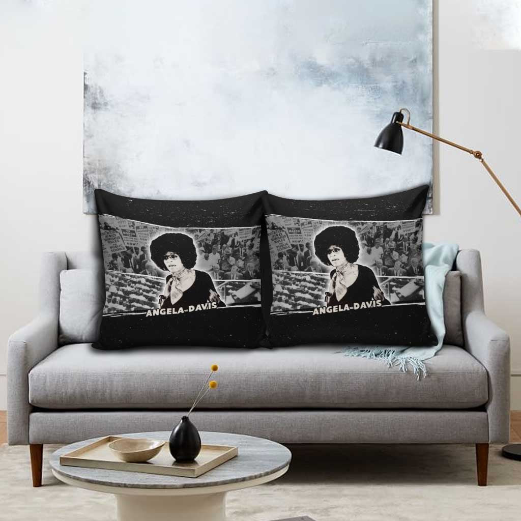 Angela Davis Pillow Cover Protest Design Liberating Minds and Society Quote Civil Rights Movement - Wonder Print Shop
