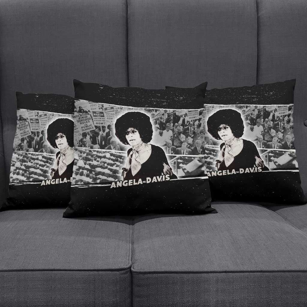 Angela Davis Pillow Cover Protest Design Liberating Minds and Society Quote Civil Rights Movement - Wonder Print Shop