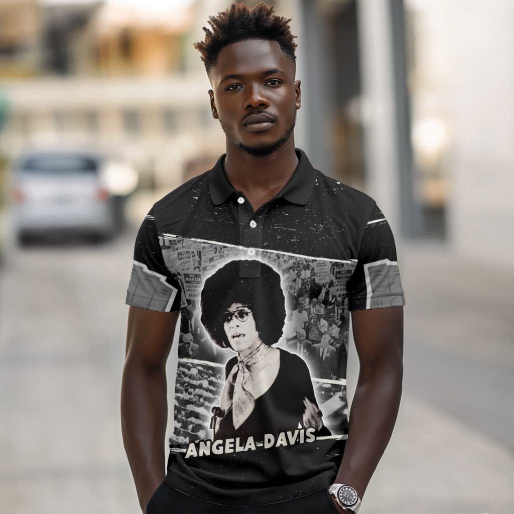 Angela Davis Polo Shirt Protest Design Liberating Minds and Society Quote Civil Rights Movement TS04