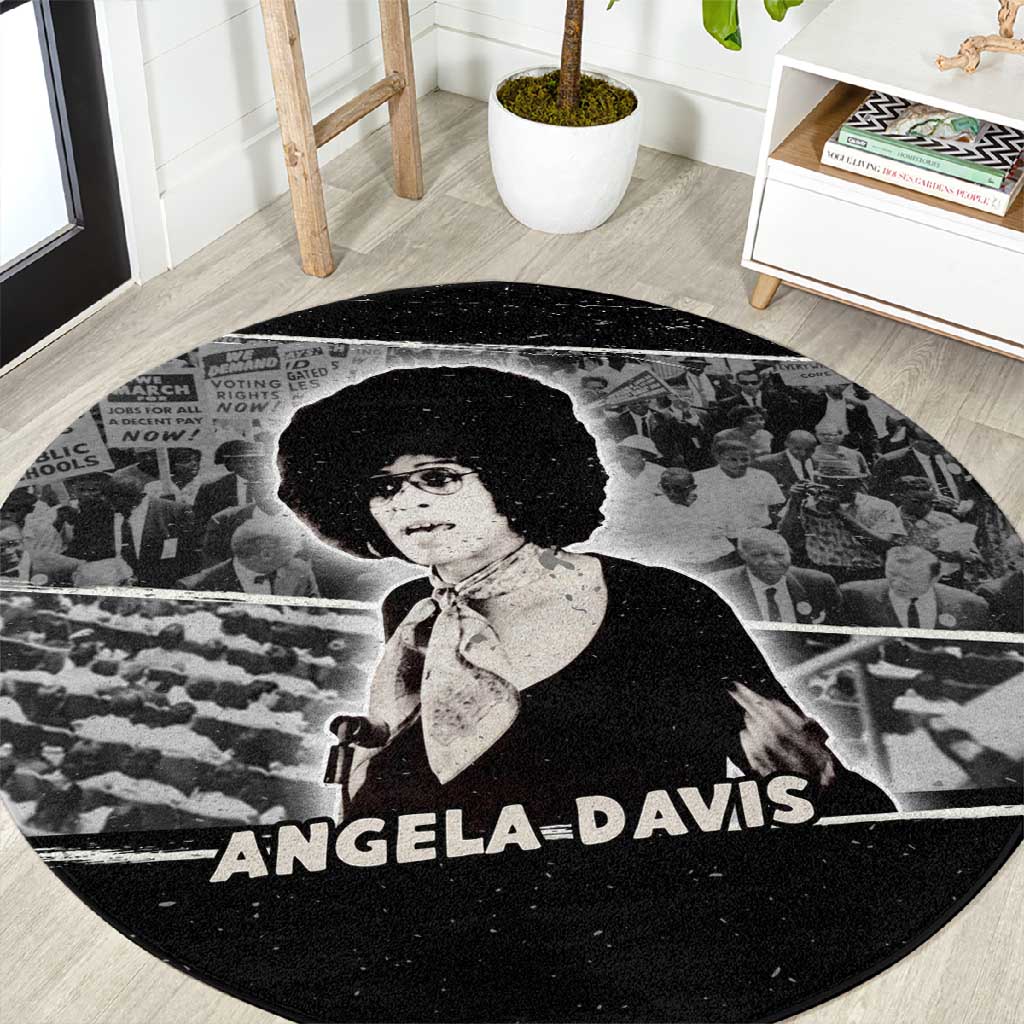 Angela Davis Round Carpet Protest Design Liberating Minds and Society Quote Civil Rights Movement - Wonder Print Shop