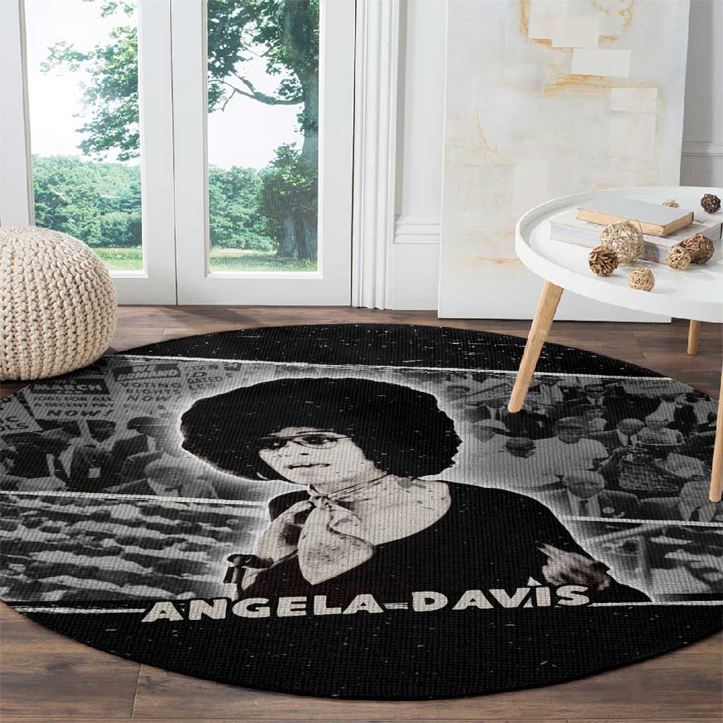 Angela Davis Round Carpet Protest Design Liberating Minds and Society Quote Civil Rights Movement - Wonder Print Shop