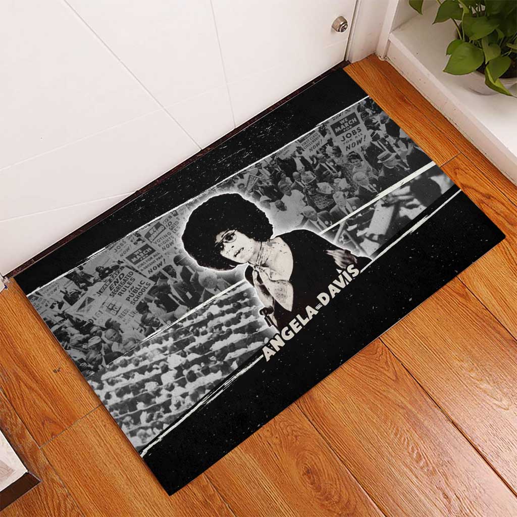 Angela Davis Rubber Doormat Protest Design Liberating Minds and Society Quote Civil Rights Movement - Wonder Print Shop