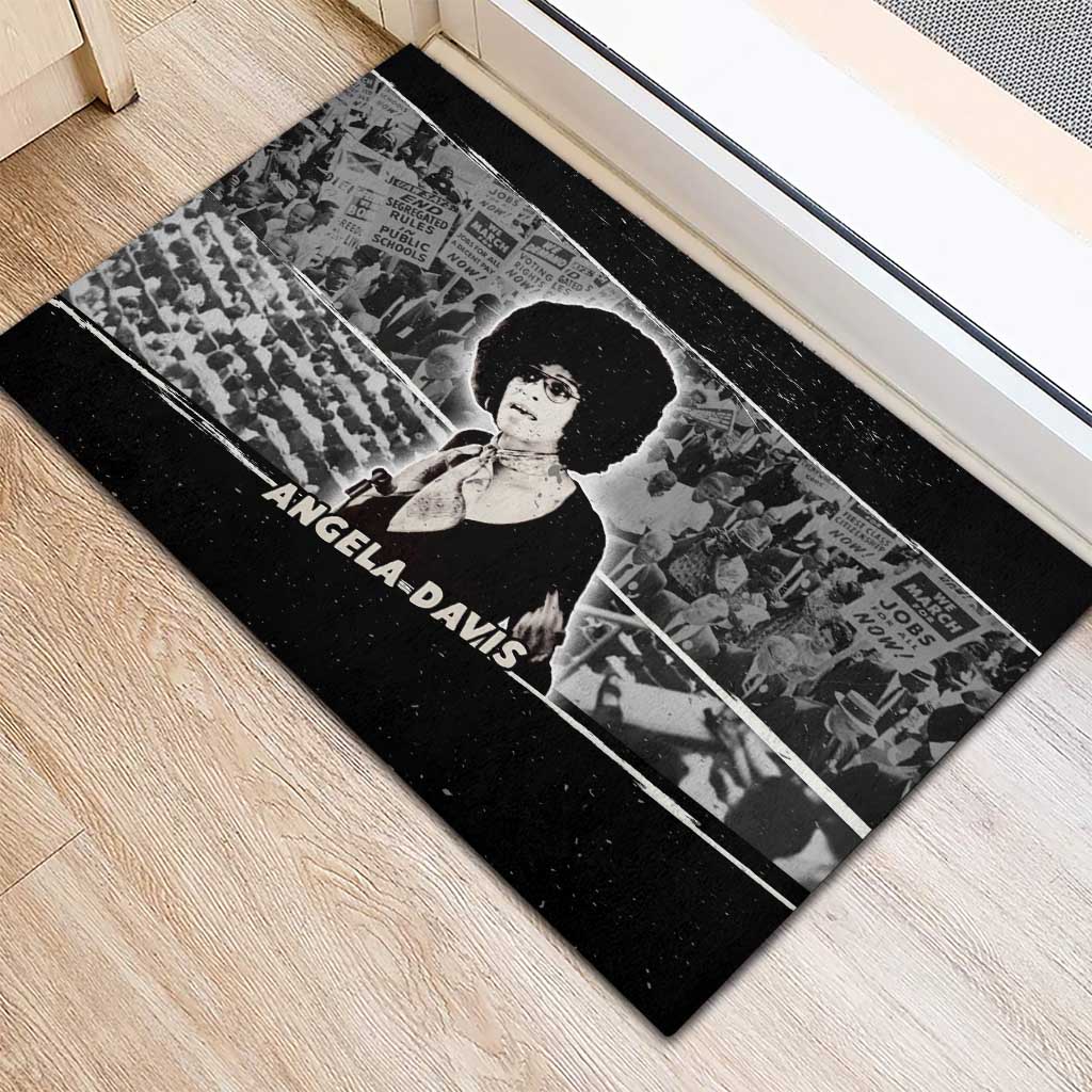 Angela Davis Rubber Doormat Protest Design Liberating Minds and Society Quote Civil Rights Movement - Wonder Print Shop
