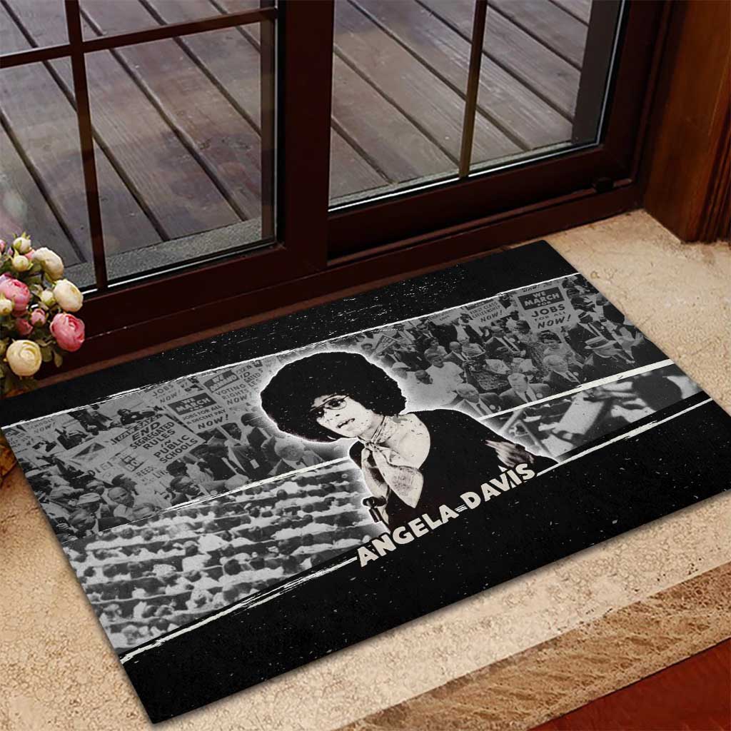 Angela Davis Rubber Doormat Protest Design Liberating Minds and Society Quote Civil Rights Movement - Wonder Print Shop