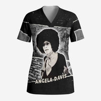 Angela Davis Scrub Top Protest Design Liberating Minds and Society Quote Civil Rights Movement - Wonder Print Shop