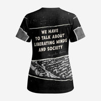 Angela Davis Scrub Top Protest Design Liberating Minds and Society Quote Civil Rights Movement - Wonder Print Shop