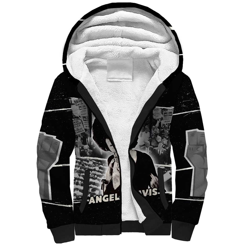 Angela Davis Sherpa Hoodie Protest Design Liberating Minds and Society Quote Civil Rights Movement - Wonder Print Shop