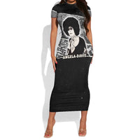 Angela Davis Short Sleeve Bodycon Dress Protest Design Liberating Minds and Society Quote Civil Rights Movement TS04