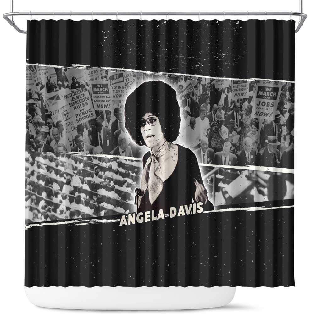 Angela Davis Shower Curtain Protest Design Liberating Minds and Society Quote Civil Rights Movement - Wonder Print Shop
