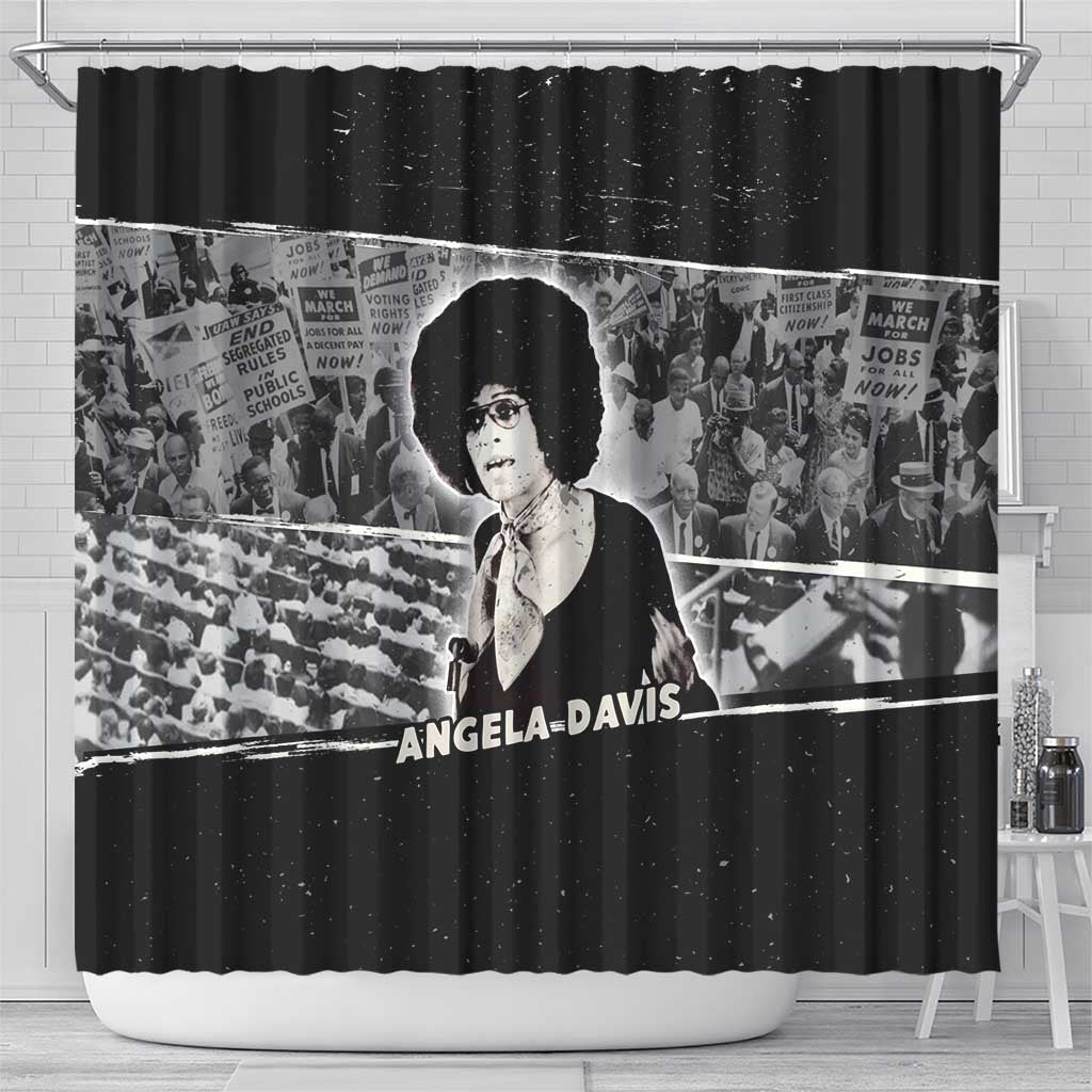 Angela Davis Shower Curtain Protest Design Liberating Minds and Society Quote Civil Rights Movement - Wonder Print Shop