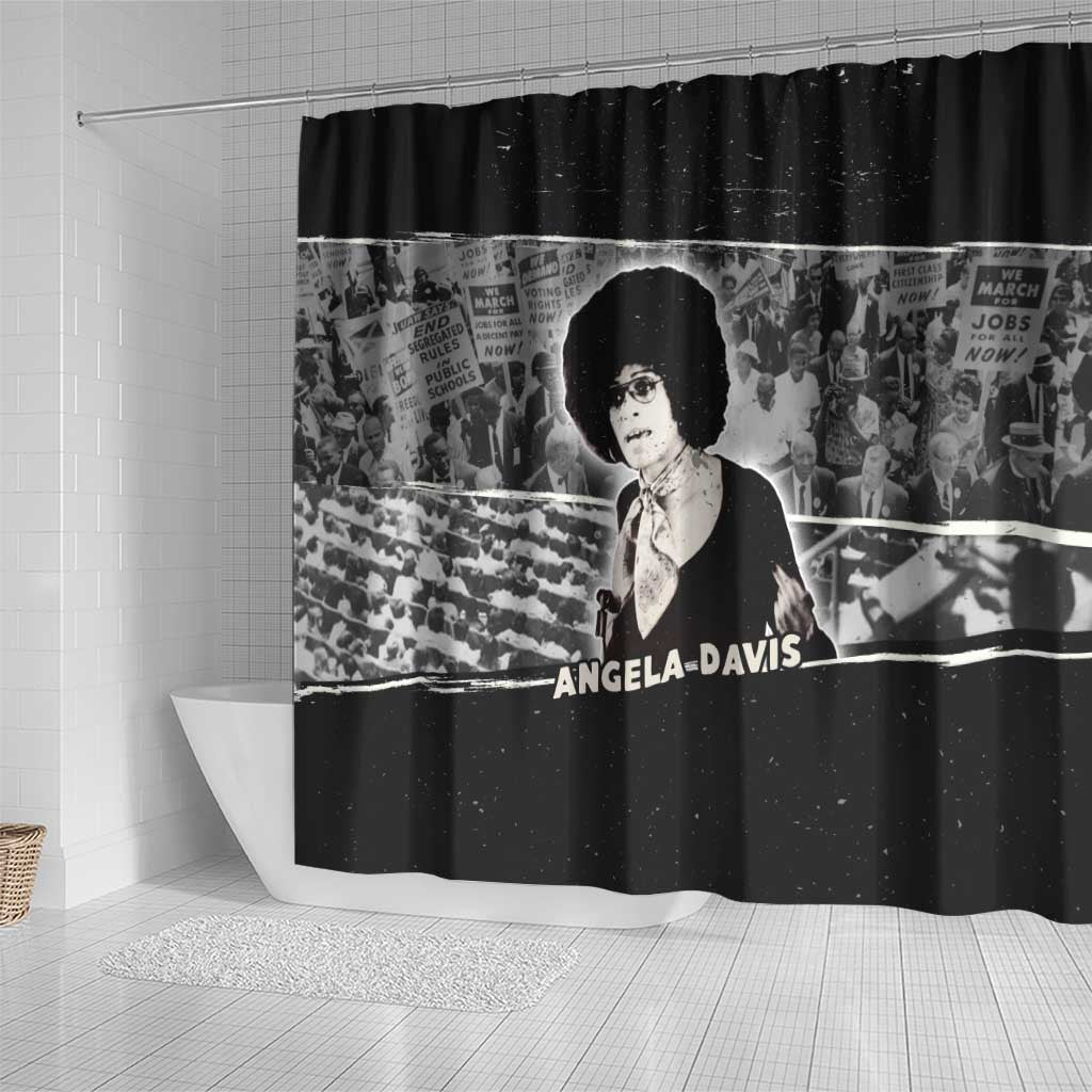 Angela Davis Shower Curtain Protest Design Liberating Minds and Society Quote Civil Rights Movement - Wonder Print Shop