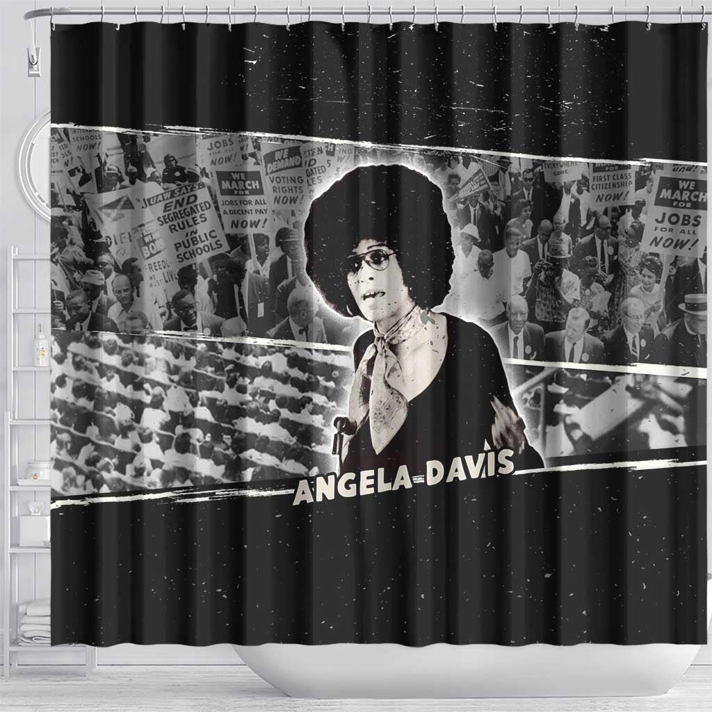 Angela Davis Shower Curtain Protest Design Liberating Minds and Society Quote Civil Rights Movement - Wonder Print Shop